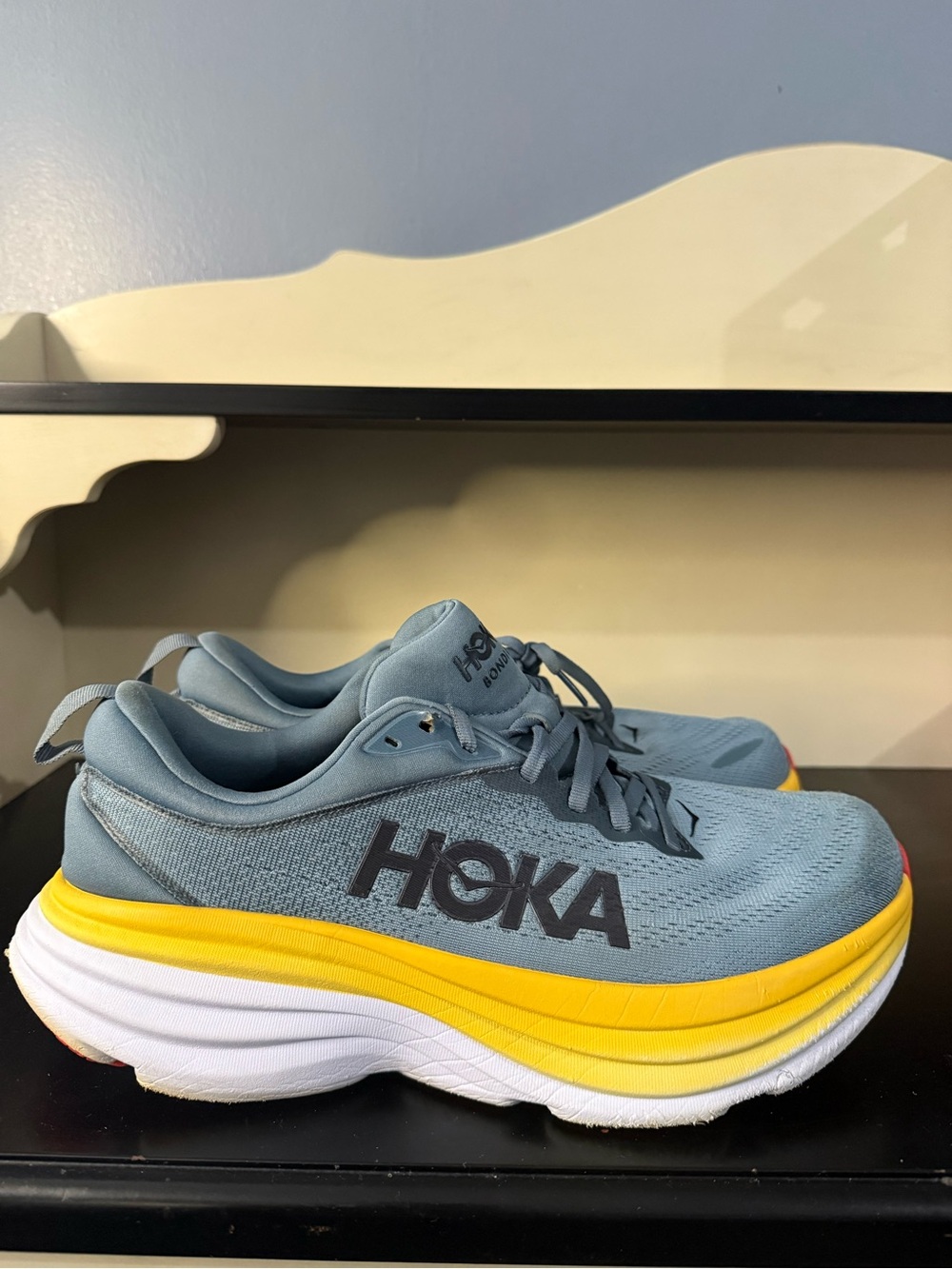 Hoka Men's Gray and Yellow Running Sneakers - Picture 2 of 9